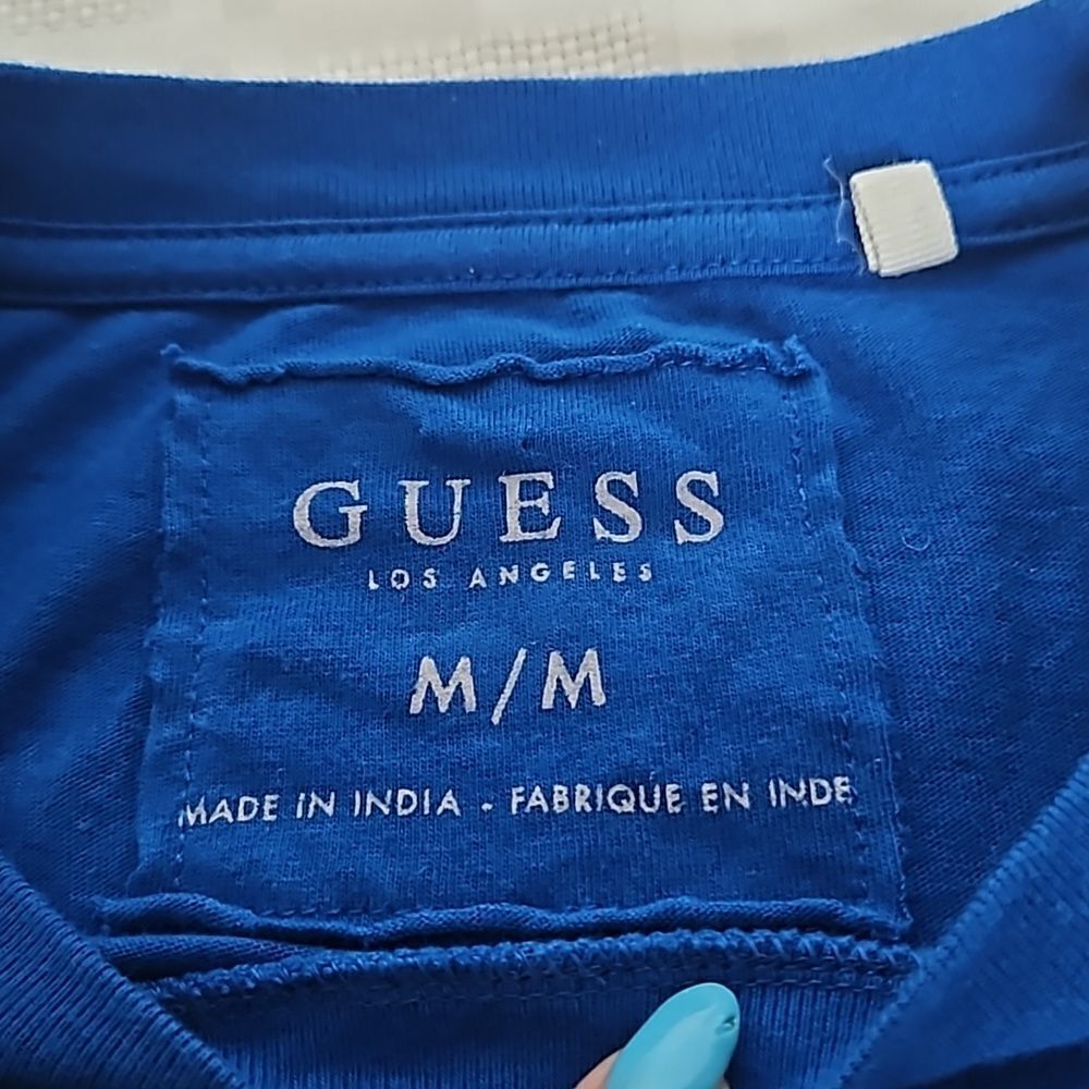 Guess Men's Logo Short Sleeves T-Shirt Medium Royal Blue/ Silver - Picture 7 of 16